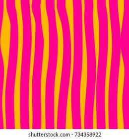 Modern seamless pattern for your design. Print on paper or textile. Vector illustration. Background. Fashion striped print. Pink stripe on an orange background