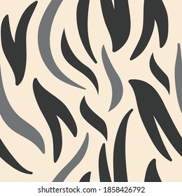 Modern seamless pattern with  zebra on beige background.  Stylish hand drawn print for wallpaper, fabric, textile,  interior design,  advertising banner. Vector abstract design