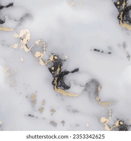 Modern Seamless Repeat. Gold Art Paint. Blue Floor Elegant Repeat. Gold Alcohol Ink Marble. Lilac Water Color Watercolor. Marble Water Color. Blue Oriental Background. Wall Marble Watercolor.