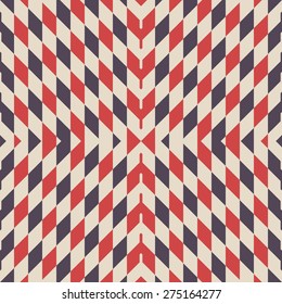 Modern Seamless Rhombus Pattern for Textile Design. Geometrical Vector Background in Red and Black Colors. Psychedelic Mix of Rhombuses