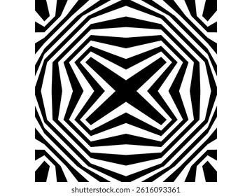 Modern seamless square vector pattern - tile. Design element from black broken lines. Abstract vector background for walls, furniture, wall art, textiles. Optical effect op art