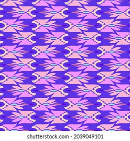 Modern seamless stylised colorful design with abstract geometric intersecting lined shapes in purple tones. Can be used for printing on paper, textiles, backgrounds, wallpapers