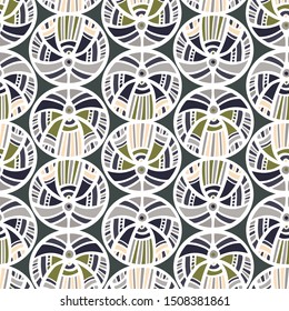 Modern seamless stylized design with abstract flowers. Can be used for printing on paper, stickers, badges, bijouterie, cards, textiles.