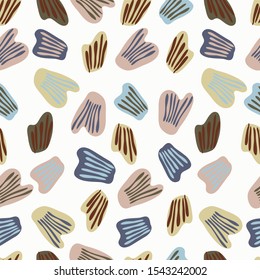 Modern seamless stylized design with abstract forms. Can be used for printing on paper, stickers, badges, bijouterie, cards, textiles. 