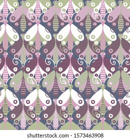 Modern seamless stylized design with abstract butterflies. Can be used for printing on paper, stickers, badges, bijouterie, cards, textiles.