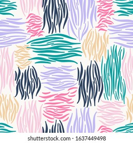 Modern seamless stylized design with abstract colourful lines. Can be used for printing on paper, stickers, badges, bijouterie, cards, textiles. 