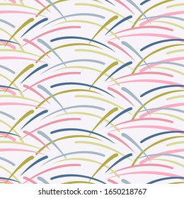 Modern seamless stylized design with abstract colourful lines. Can be used for printing on paper, stickers, badges, bijouterie, cards, textiles. 