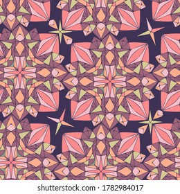 Modern seamless stylized design with abstract calligraphic lines in flower shape