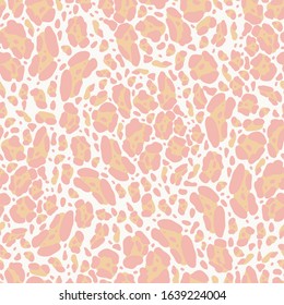 Modern seamless stylized design with jaguar skin in peachy colours. Can be used for printing on paper, stickers, badges, bijouterie, cards, textiles. 