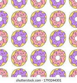 Modern seamless sweets, great design for any purposes. Colorful background. Vector doodle background.