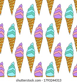 Modern seamless sweets, great design for any purposes. Colorful background. Vector doodle background.