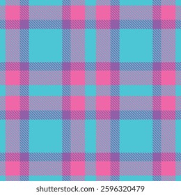 Modern Seamless Tartan in Bright Aqua Blue tones Fabric Design