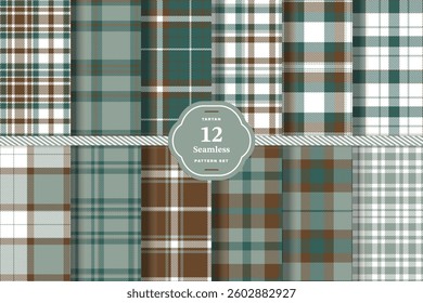 Modern Seamless Tartan featuring Autumn Rust and Deep Cardinal Fabric Design Set of 12