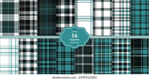 Modern Seamless Tartan featuring Deep Cardinal and Warm Honey Textile Design Set of 16