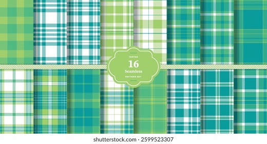 Modern Seamless Tartan featuring Smoky Charcoal and Midnight Charcoal Textile Design Set of 16