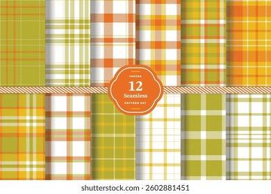 Modern Seamless Tartan featuring Vintage Crimson and Pale Cream Fabric Design Set of 12