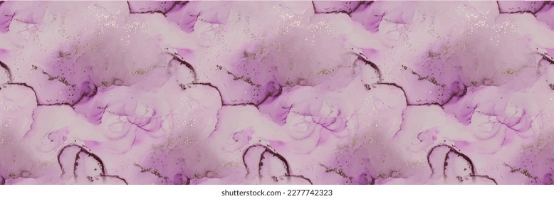 Modern Seamless Template. Purple Background. Marble Water Color. Gold Abstract Watercolor. Gold Floor Seamless Repeat. Pink Ink Paint. Wall Marble Background. Alcohol Ink Repeat. Pink Alcohol Ink.