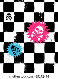 Modern seamless texture with skulls. Cool emo style. Vector EPS 10 illustration.