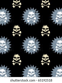Modern seamless texture with skulls. Cool grunge style. Vector EPS 10 illustration.