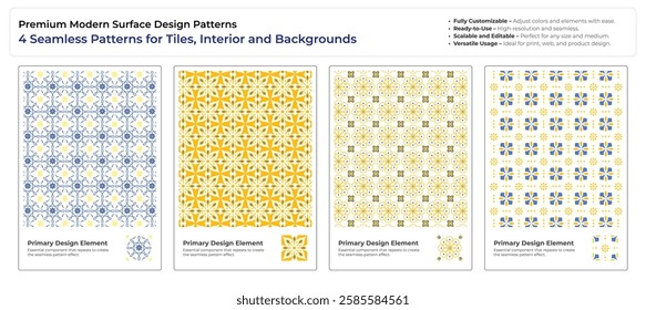 Modern Seamless Tile Patterns - Geometric  Artistic Abstract Designs