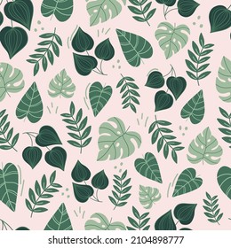 Modern seamless tropical pattern with monstera leaves