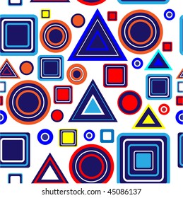 A modern seamless vector abstract geometric  background with squares, triangles and circles which is fully tileable