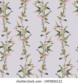 Modern seamless vector botanical with flower. Can be used for printing on paper, stickers, badges, bijouterie, cards, textiles.