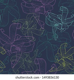 Modern seamless vector botanical with flower. Can be used for printing on paper, stickers, badges, bijouterie, cards, textiles.