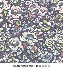 Modern seamless vector botanical with flower for textile. Can be used for printing on paper, stickers, badges, bijouterie, cards, textiles