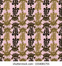 Modern seamless vector botanical with flower. Can be used for printing on paper, stickers, badges, bijouterie, cards, textiles. 