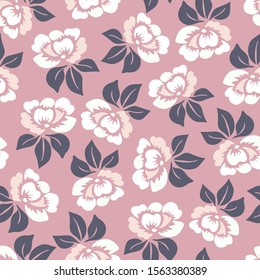 Modern seamless vector botanical with flower for textile. Can be used for printing on paper, stickers, badges, bijouterie, cards, textiles. 
