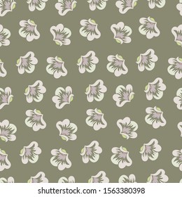 Modern seamless vector botanical with flower for textile. Can be used for printing on paper, stickers, badges, bijouterie, cards, textiles. 