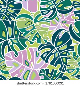Modern seamless vector design tropical green pattern with decorative palm trees