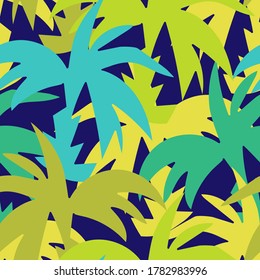 Modern seamless vector design tropical green pattern with decorative palm trees