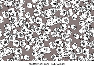 modern seamless vector floral pattern. stylized jasmine flowers. fabric, wrapping paper, background, wallpaper surface and textile design. macro view. trendy ornament flower illustration clipart