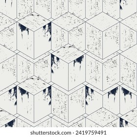 Modern seamless vector pattern with isometric cube silhouettes and faded effect on a light background: a brutal design solution that emphasizes style in website design, banners and creative projects