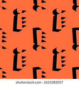 Modern seamless vector pattern with stylized exclamation marks created using negative space on a vivid orange background. Perfect for alert, caution, or attention-grabbing visual concepts.