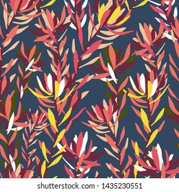 Modern seamless vector, with tropical flora. Design drawn with the help of the iPad Pro and modified in vectorized form.