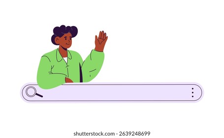 Modern search bar element vector illustration. Sleek and minimal web interface design for entering or typing search queries. User-friendly input field integrated into digital platforms. UI navigation.