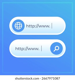 Barra de Búsqueda moderna para la interfaz de usuario y el Sitio web. Icono de la barra de navegación de la Dirección de Búsqueda. Plantilla de formulario de Búsqueda para Sitios web. Plantilla aislada. Ilustración vectorial del navegador de Internet de la ventana de Internet