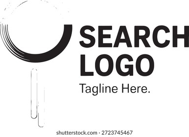 La moderna Plantilla de logotipos de búsqueda presenta una lupa estilizada con una tipografía atrevida y un eslogan de marcador de posición, adecuado para la marca comercial y los fines identitarios, que transmite una sensación de investigación y descubrimiento.