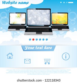 Modern seasonal background website template for laptop company