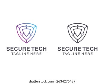 Logotipo seguro moderno de la protección de la tecnología digital, símbolo, Vector, aislado en fondo transparente	