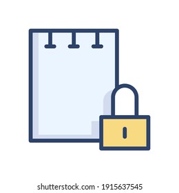 Modern secured note icon emblem