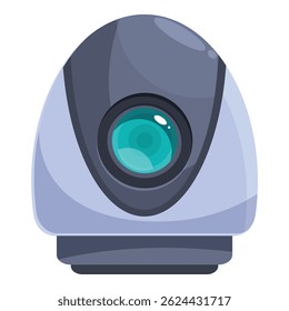 Modern security camera observing, showing its blue lens recording