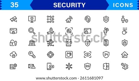 Modern Security Icons for Professional Designs. Featuring Essential Protection, Lock, and Shield Symbols to Strengthen Your Projects.