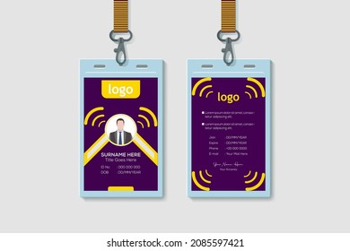 Modern Security ID Card Design. Technology Creative Shape Office Vertical Double-sided ID Card Design Template. Flat Identity Card Design Vector Illustration
