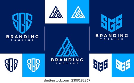 Modern security shield letter SGS logo design. Luxury initial S G SGS logo brand