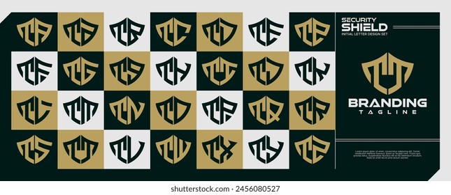 Modern security shield letter T TT logo bundle