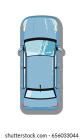 Modern sedan top view isolated icon. Family city car, comfortable automobile, people transport vector illustration.